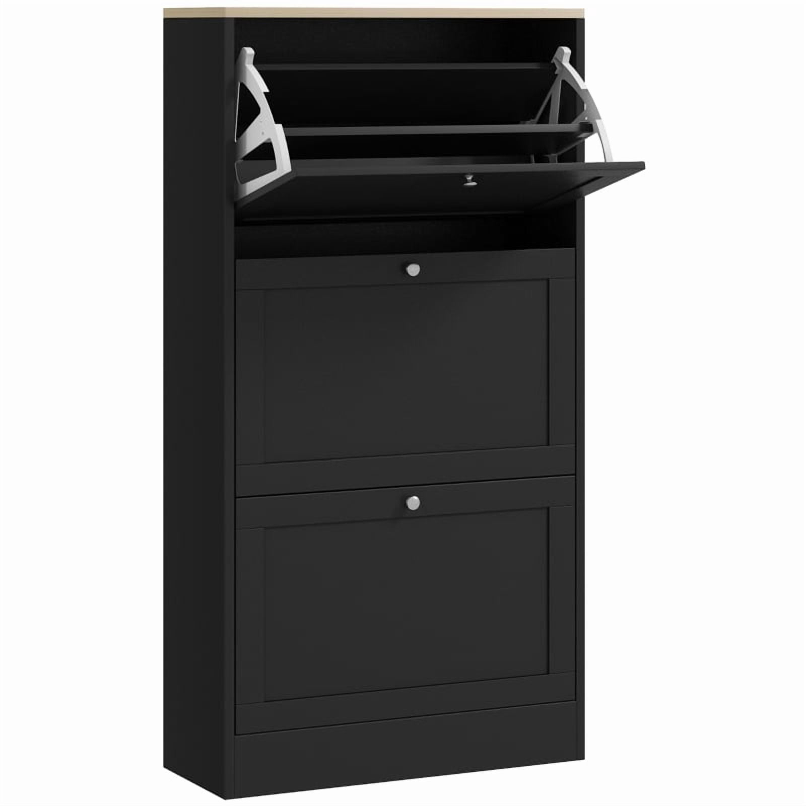 Alvantor 3-Drawer Shoe Storage Cabinet with Adjustable Shelves, Narrow Entryway Organizer 23.6" x 9.3" x 45.3" Black