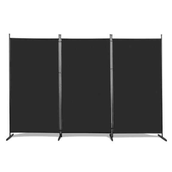 Alvantor 3 Panel 6 ft Room Divider, 100 in Wide Folding Polyester Partition with Carbon Steel Frame for Bedroom and Office, Black