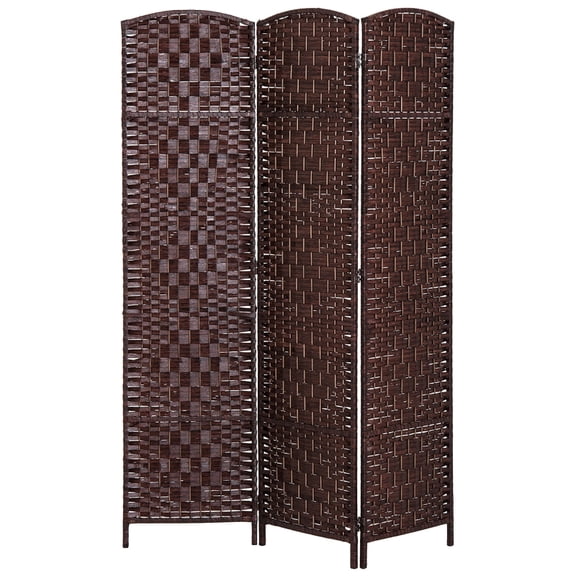 Alvantor 3-Panel Folding Privacy Screen, Hand-Woven Room Divider with 360° Hinges 53.1"xo.75"x70.9" Brown