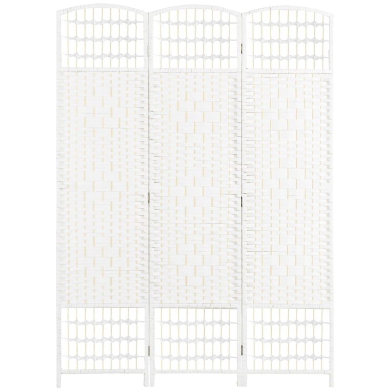 Alvantor 3-Panel Folding Privacy Screen with Hand-Woven Design, Freestanding Room Divider 47.2"x0.5”x66.9" White