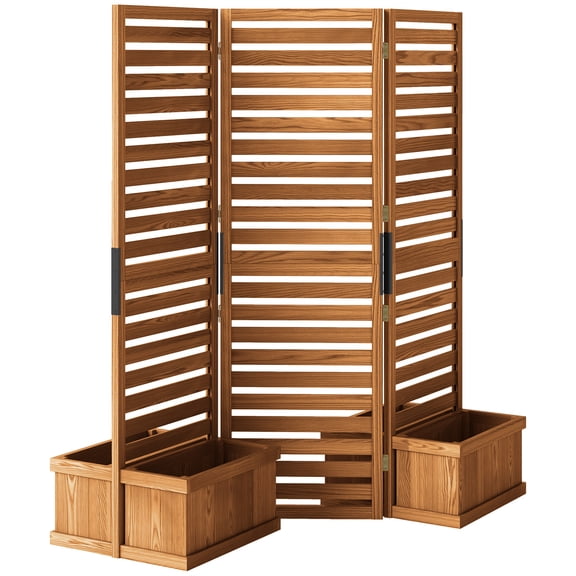 Alvantor 3 Panel Room Divider Wood Privacy Screen w Planter Box for Porch Living Room Dorm Yellow