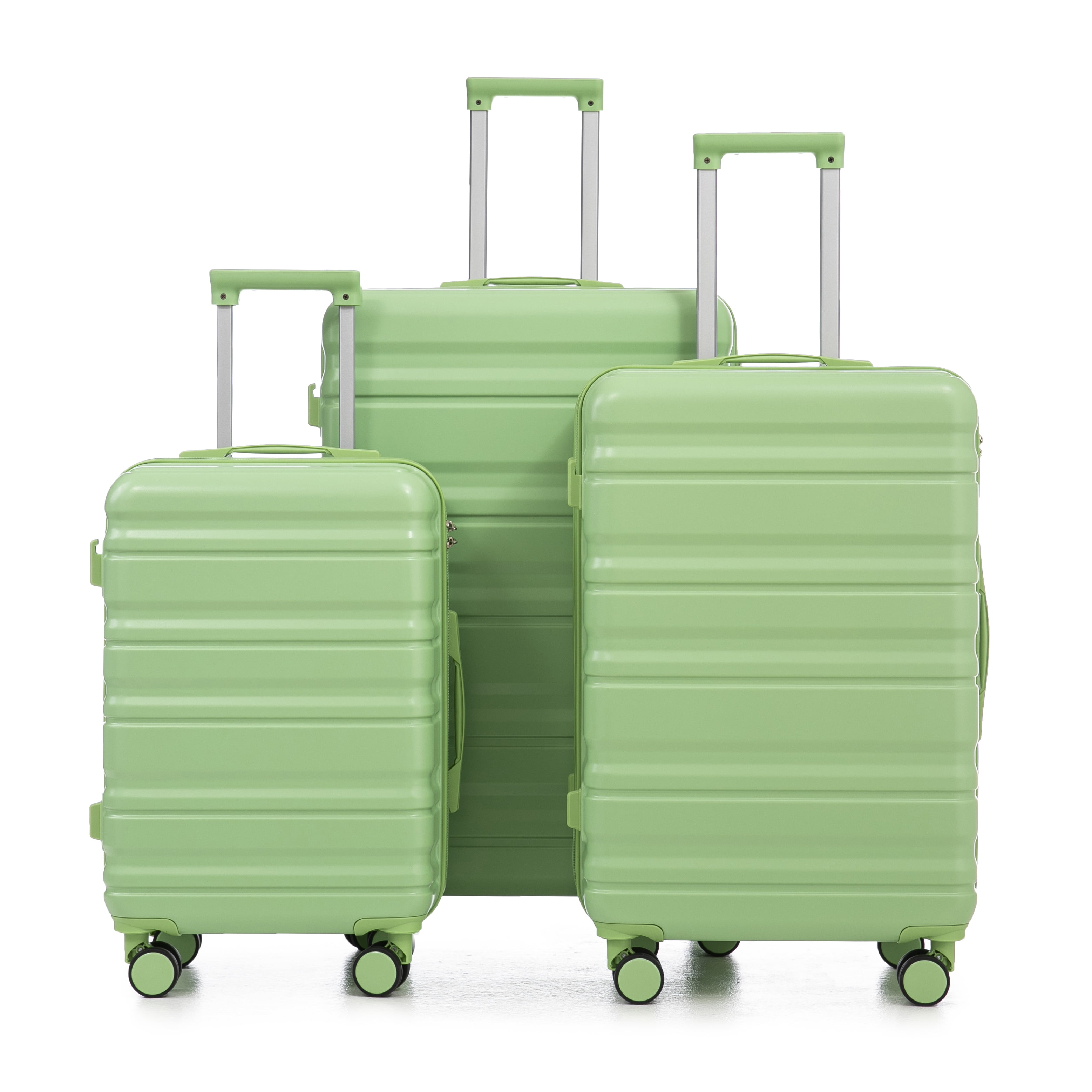 Alvantor 3 Pcs Luggage Set,ABS Hardside Suitcase with Spinner Wheel, 20"24"28" Green