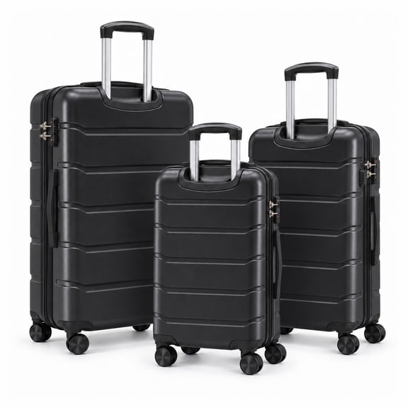 Alvantor 3-Piece 20/24/28-Inch Expandable ABS Hardside Luggage Set, TSA Lock, Spinner Wheels for Travel, Black