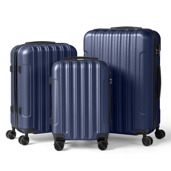 Alvantor 3-Piece ABS Hardside Luggage Set with Spinner Wheels and Combination Lock,20in 24in 28in,Navy Blue