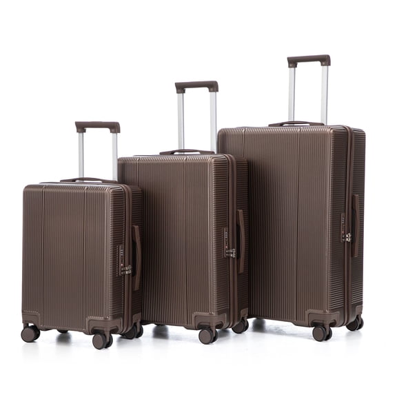 Alvantor 3 Piece Hardshell Luggage Set ABS Hardside Suitcase with TSA Lock Spinner Wheel 20"24"28"(Brown)