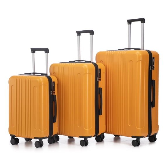 Alvantor 3 Piece Luggage Sets, ABS Spinner Suitcase with TSA Lock (20"/24"/28", Orange)