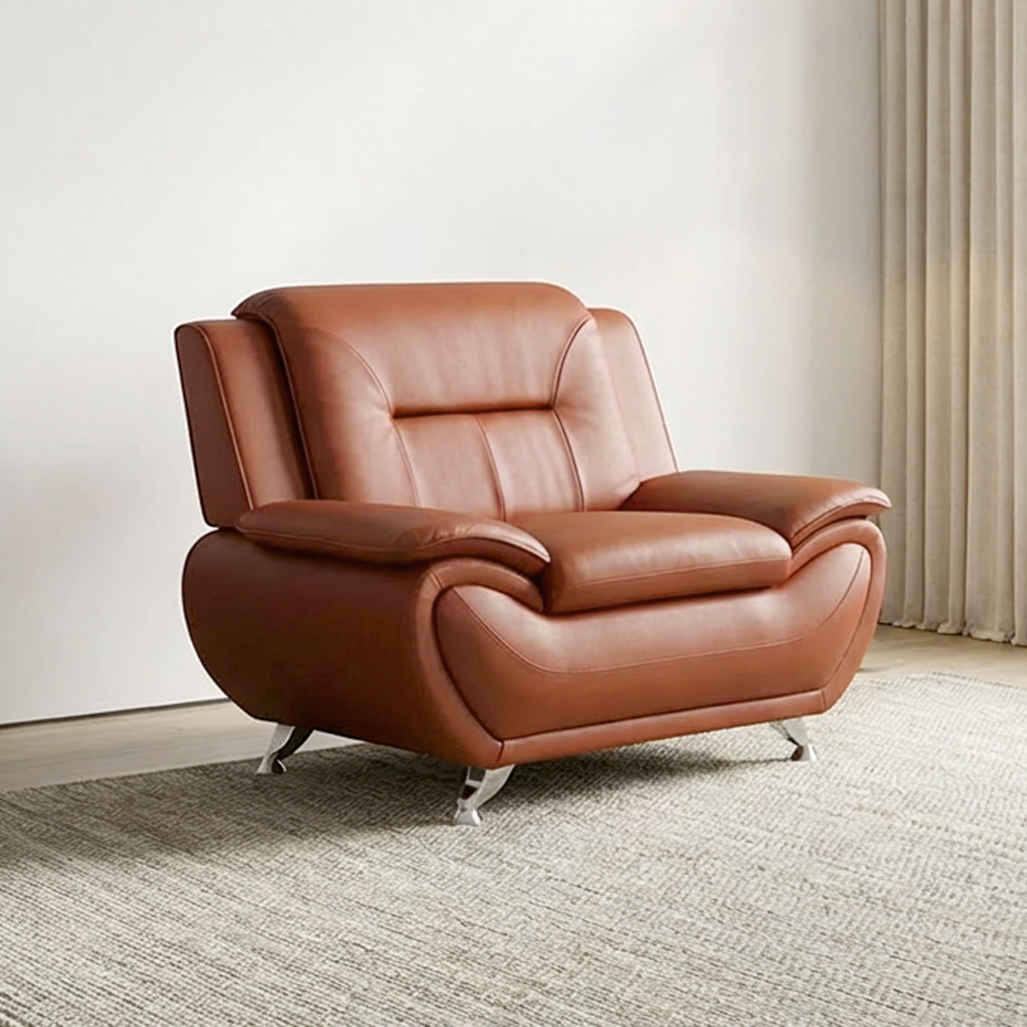 Alvantor 3 Piece Sofa Set - Upholstered Leather Sofa Deep Seat Couch Armchair for Small Spaces, Living Room Orange