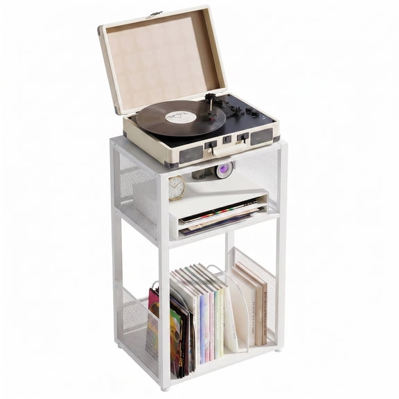 Alvantor Retro 3-Tier Side Table with Storage Shelves for Bedroom and Living Room