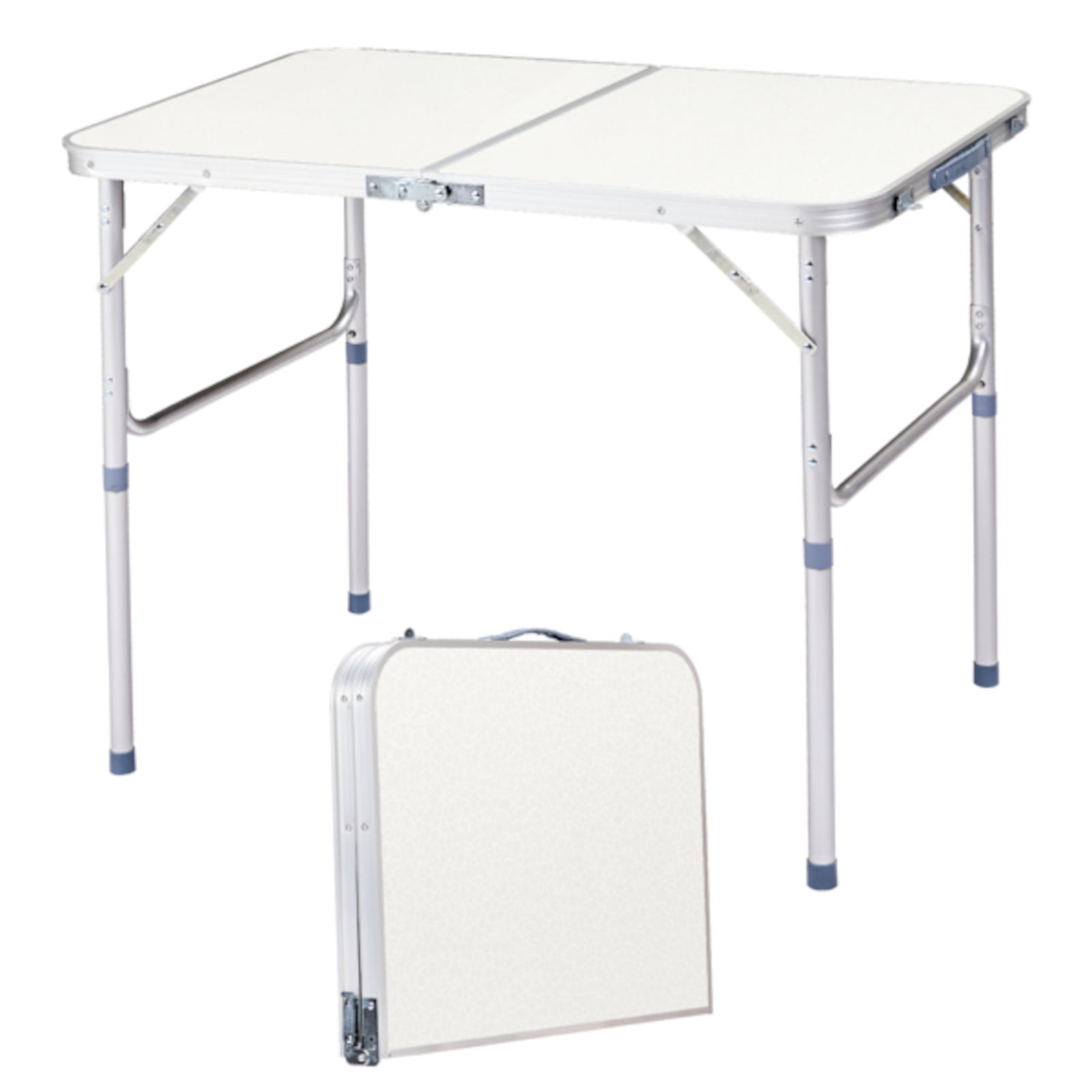 Alvantor 3 ft White Folding Camping Table with Carry Handle