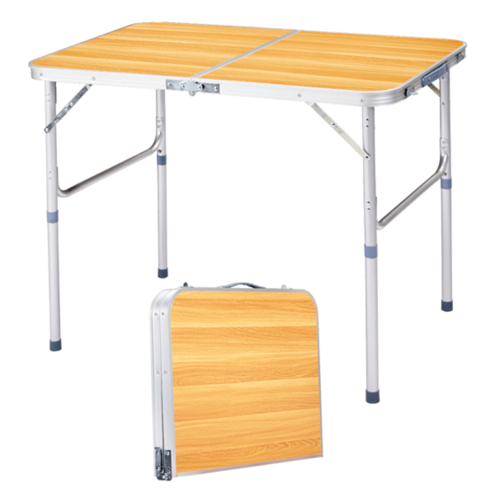 Alvantor 3 ft Portable Folding Camping Table with Handle, Wood Top