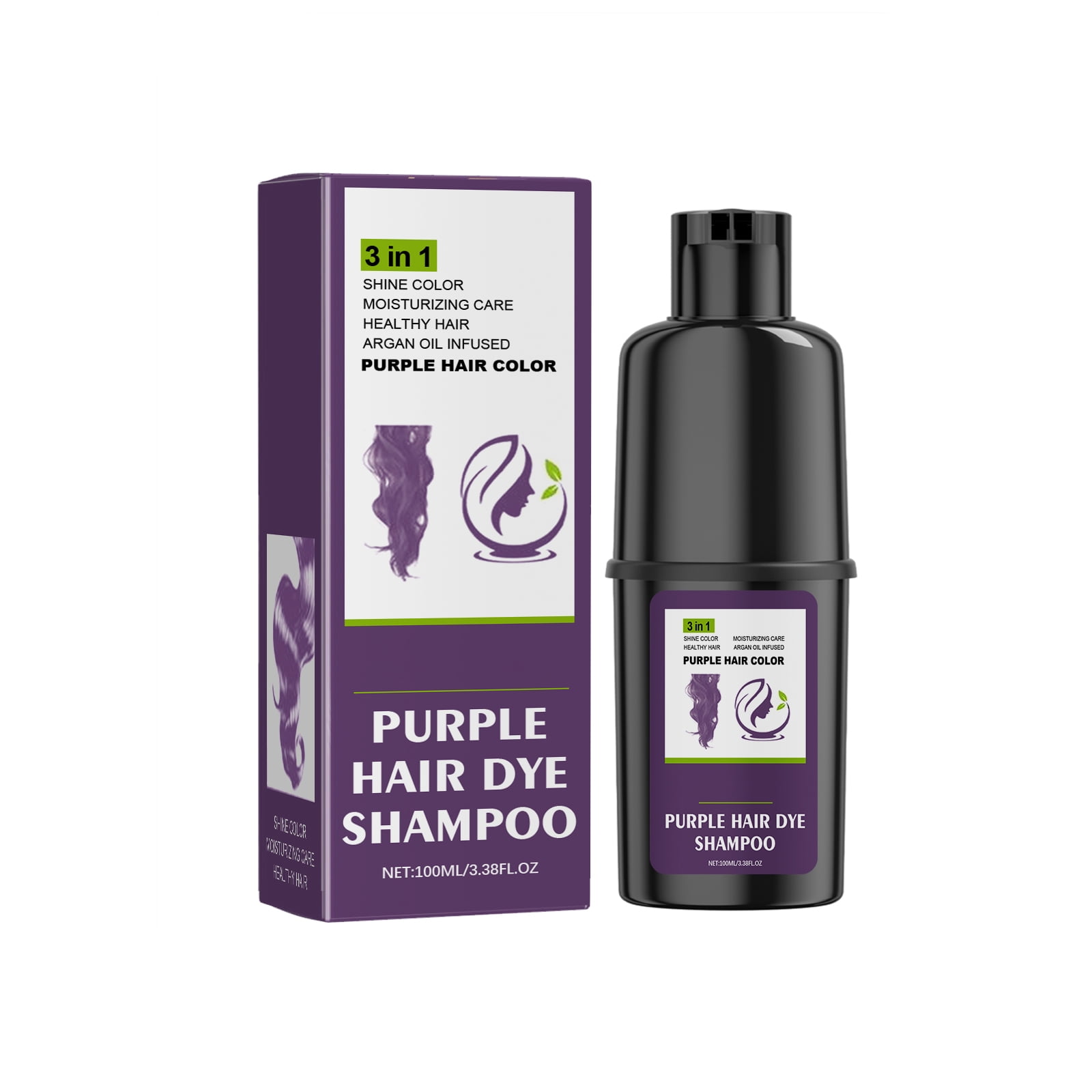 Alvantor 3-in-1 Purple Hair Dye Shampoo with Argan Oil and Herbal Extract Moisturizing Color-Depositing Formula, 3.38fl.oz