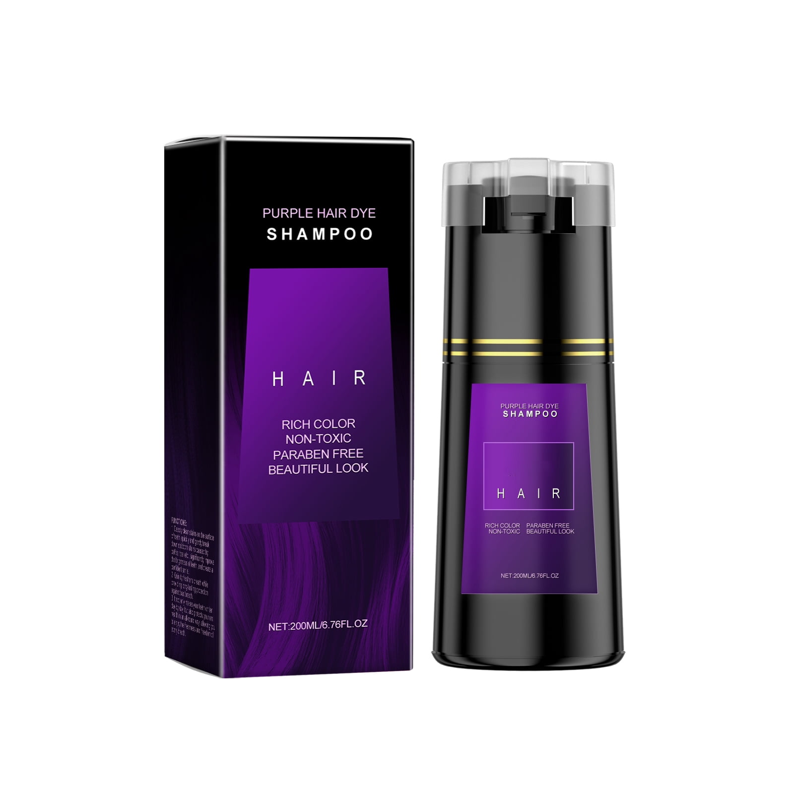 Alvantor 3-in-1 Purple Hair Dye Shampoo with Ginseng & Reishi, Plant Extract Gray Coverage, Gentle Herbal Formula for Women Men, 6.76fl.oz