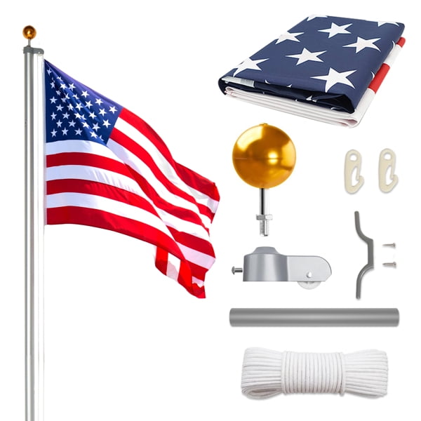 Alvantor 30 ft Flag Pole Kit for Outside House in Ground Heavy Duty Sectional Aluminum Flagpole with 3'x 5'US Flag