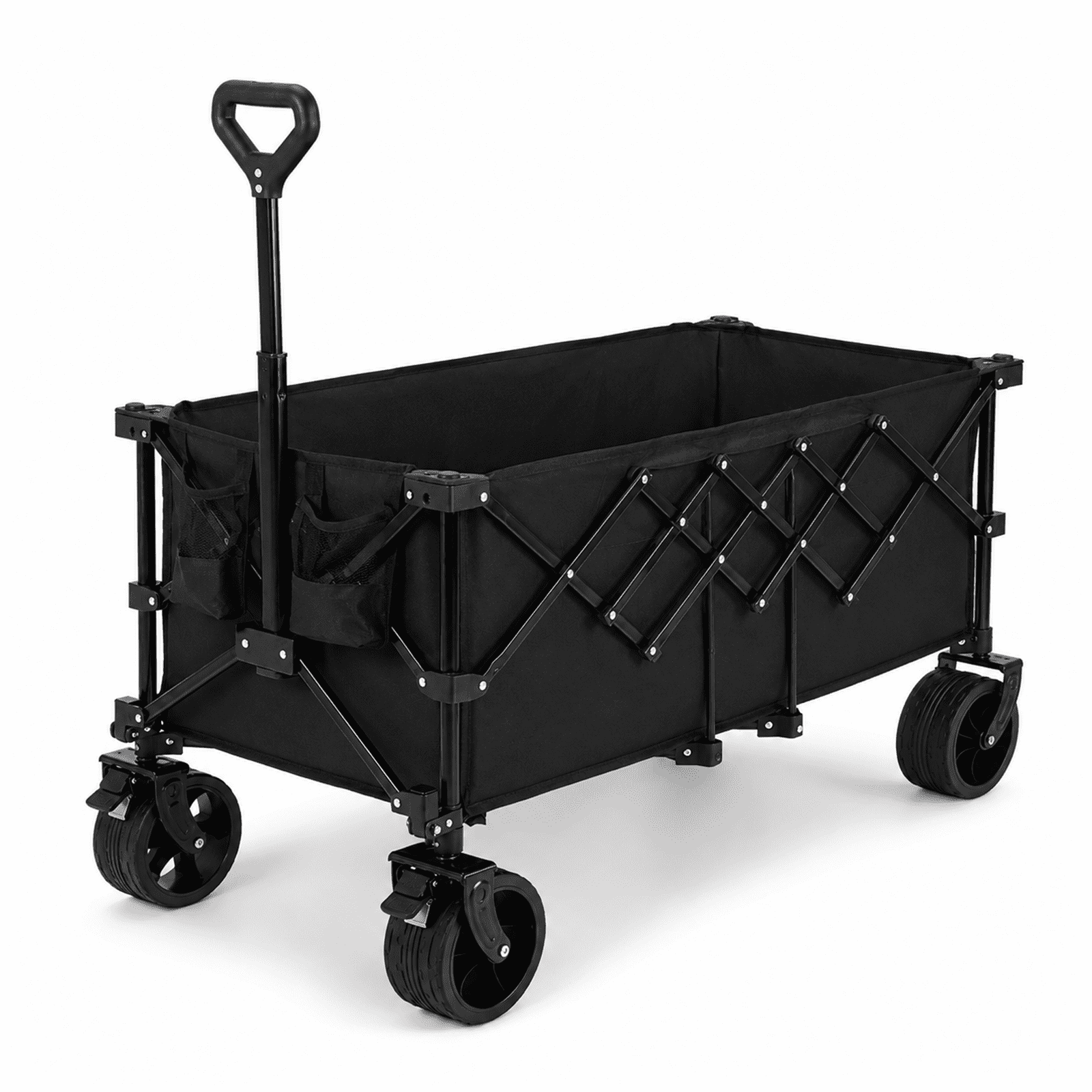 Alvantor 300L Folding Wagon Cart with 440lb Capacity, Heavy Duty Utility Wagons with All-Terrain Wheels, Foldable Grocery Carts for Gardening, Shopping, Beach, Camping