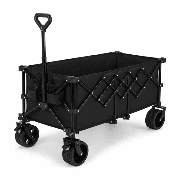 Alvantor 300L Folding Wagon Cart with 440lb Capacity, Heavy Duty Utility Wagons with All-Terrain Wheels, Foldable Grocery Carts for Gardening, Shopping, Beach, Camping