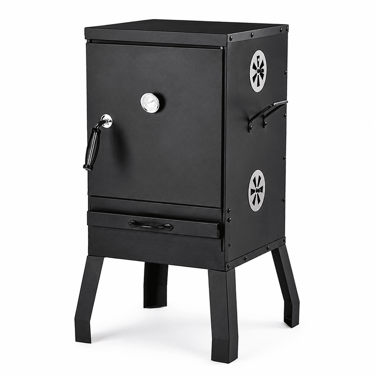 Alvantor 31.5 in Vertical Charcoal Smoker Grill, Outdoor BBQ Smoker with 3 Racks, Thermometer, 4 Air Vents, Black