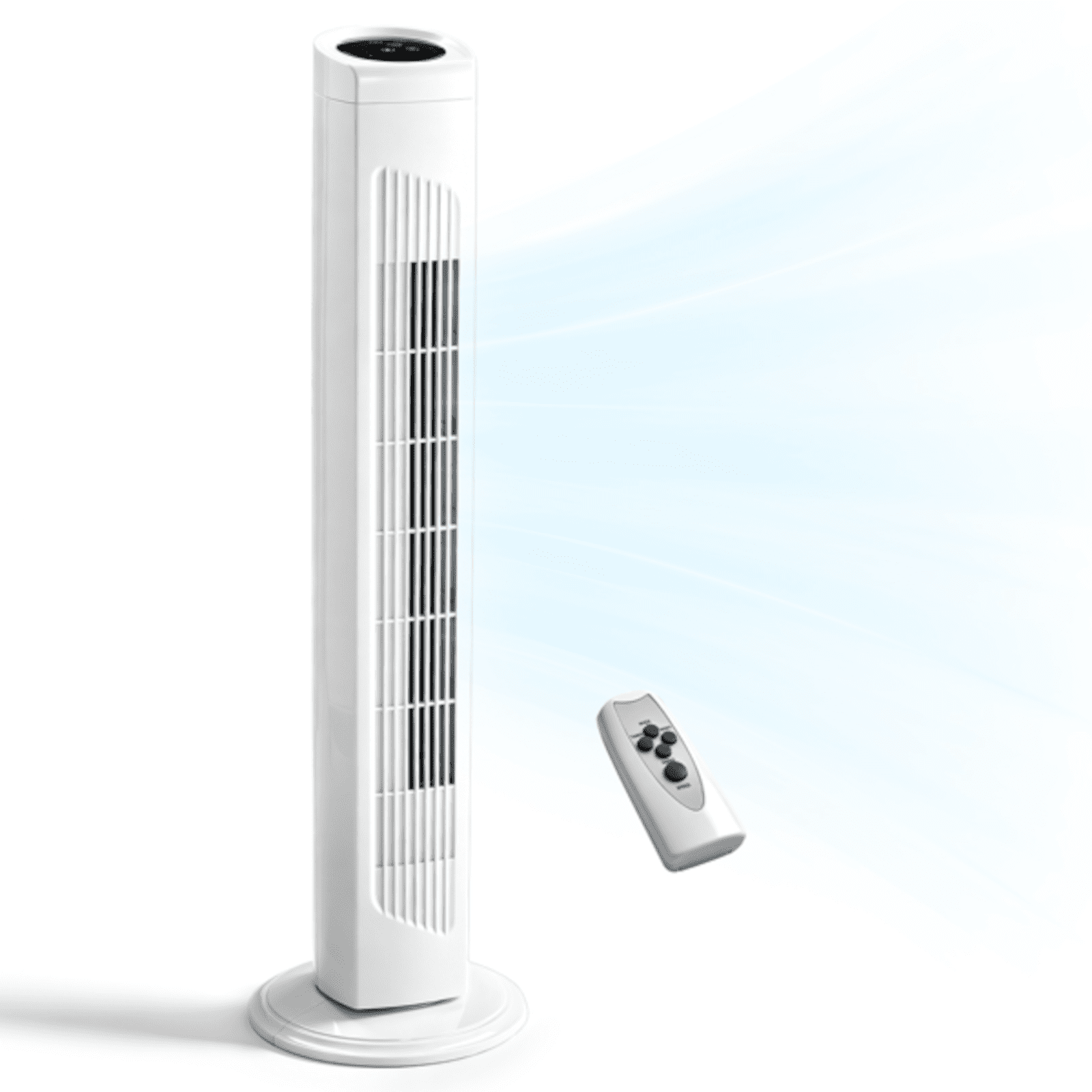 Alvantor 32-Inch Oscillating Tower Fan with Remote, 3 Speeds, 3 Modes and 7.5-Hour Timer, White