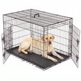thumbnail image 1 of Alvantor 36-48 Inch Double Door Dog Crate - Heavy Duty Foldable Metal Cage with Divider, Removable Tray & Enhanced Safety Design for Large Dogs, Black, 1 of 7