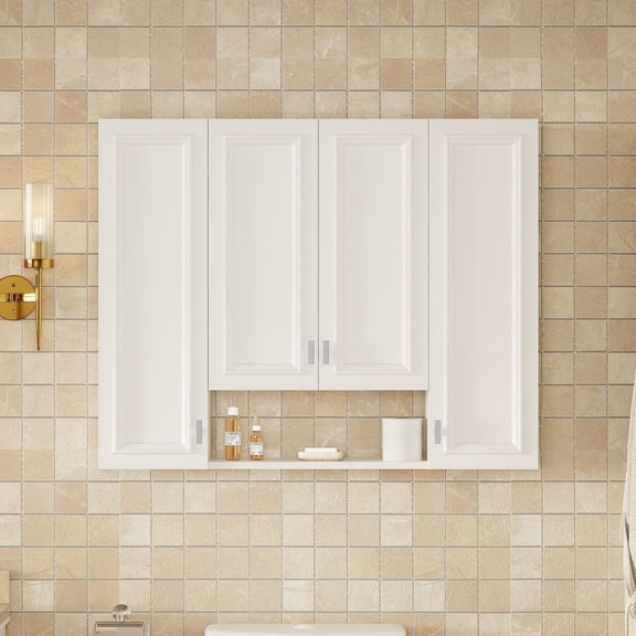 Alvantor 36" x 29" White Wall Mounted Medicine Cabinet, Open Shelves, Adjustable Shelves