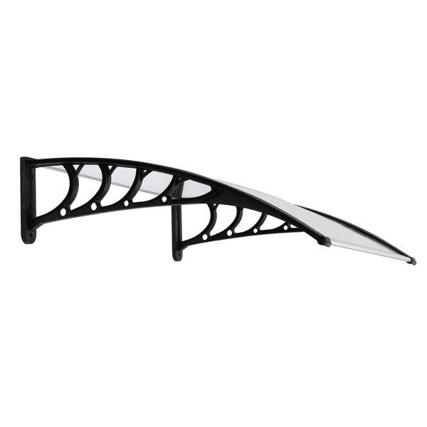 Alvantor Polycarbonate Door Awning with Black Brackets, 39.37 x 31.5 in