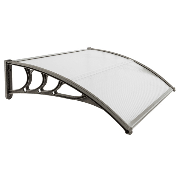 Alvantor Door Awning Polycarbonate Window Canopy with White Panel and Gray Bracket for Rain and Sun Protection 39.37 x 31.5 in