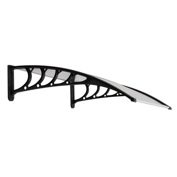 Alvantor Polycarbonate Door Awning 39.37 x 37.8 inch, Brown Canopy with Black ABS Brackets