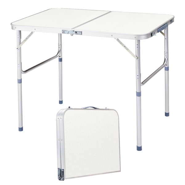 Alvantor Portable Aluminum Alloy Folding Camping Picnic Table, White, 3FT