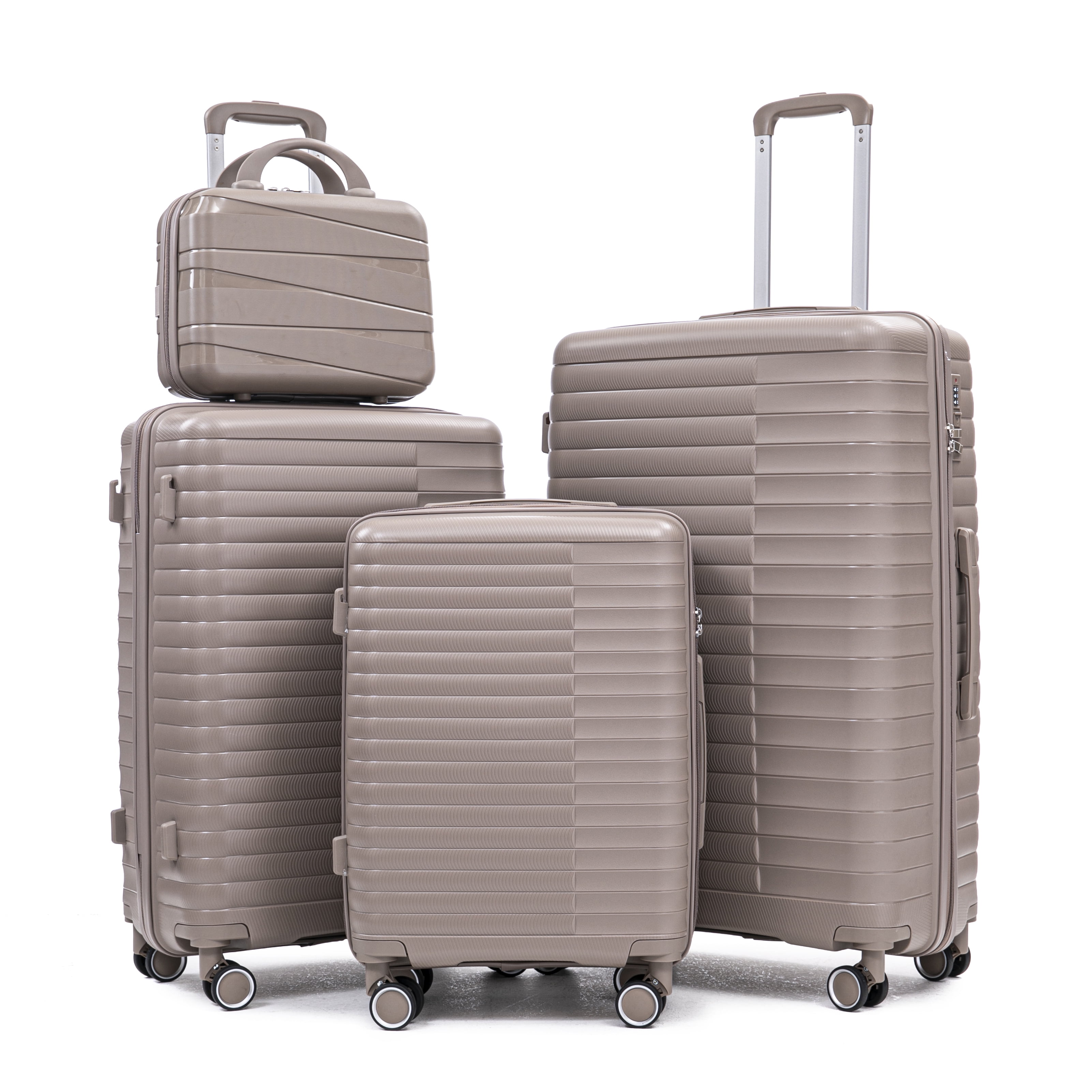 Alvantor 4 Pcs Hardside Luggage Set with Spinner Wheel, Lightweight Suitcase Set Champagne