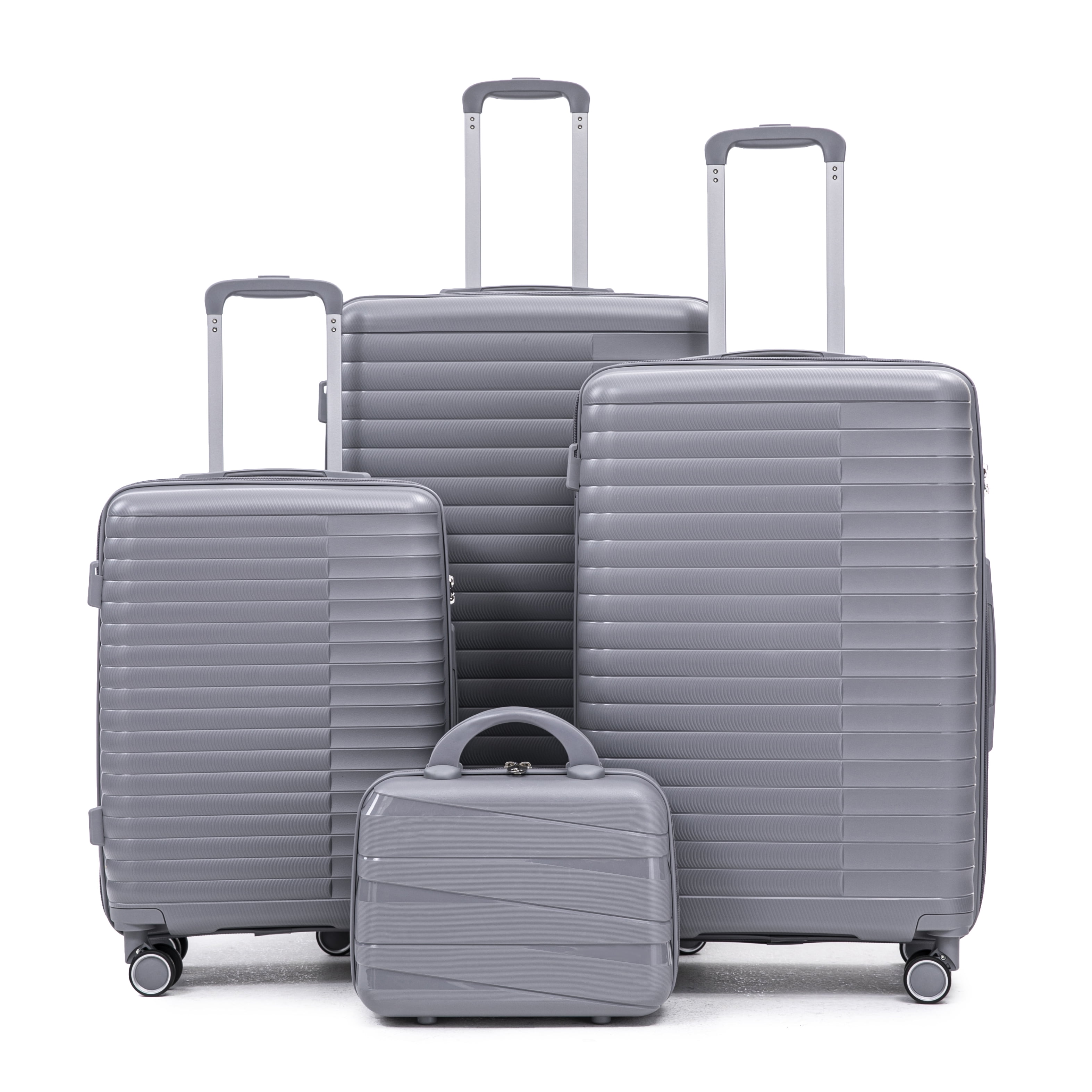 Alvantor 4 Pcs Hardside Luggage Set with Spinner Wheel, Lightweight Suitcase Set Light Gray