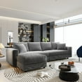 thumbnail image 1 of Alvantor 4-Seat Sofa with Movable Ottomans 102" W Corduroy Upholstered Deep Seat Couches L Shaped Convertible Chaise for Living Room, Apartment Grey, 1 of 9