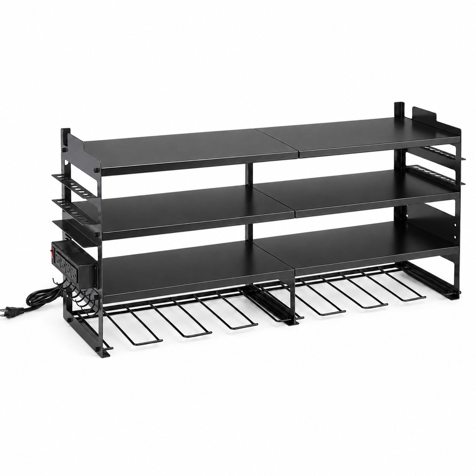 Alvantor 4-Tier Electric Tool Storage Rack with Charging Station, Power Tool Organizer with Screwdriver/Hammer/Air Tool Rack