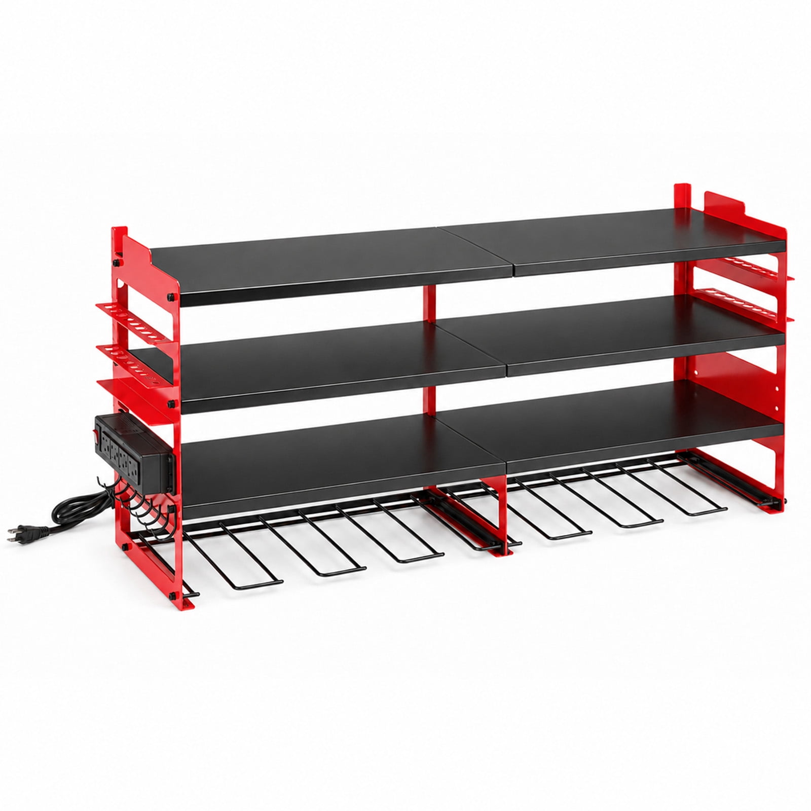 Alvantor 4-Tier Electric Tool Storage Rack with Charging Station, Power Tool Organizer with Screwdriver/Hammer/Air Tool Rack