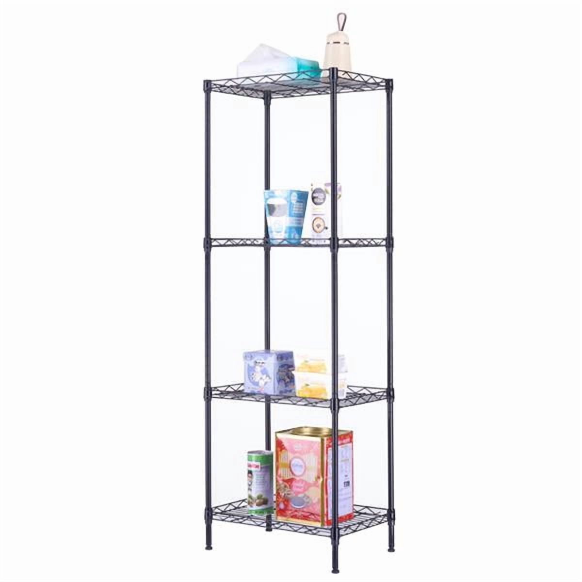 Alvantor 4 Tier Wire Shelving Unit, Metal Storage Rack with Adjustable Feet, 16"W x 12"D x 50"H, Black