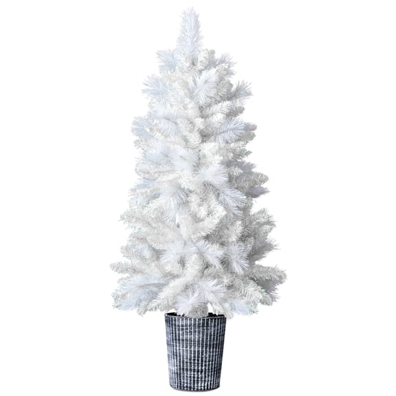Alvantor 4 ft Potted Artificial Christmas Tree, 200 PVC Branch Tips, Unlit, White