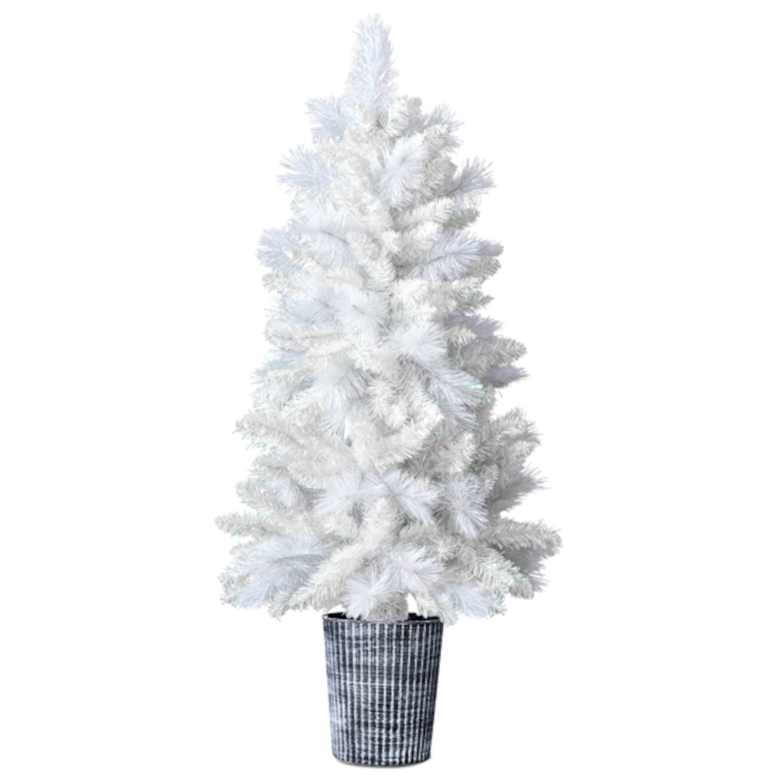 Alvantor 4 ft Potted Artificial Christmas Tree, 200 PVC Branch Tips, Unlit, White