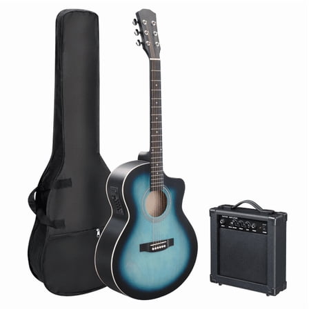 Alvantor 41" Cutaway Jumbo Acoustic Guitar Kit,Basswood,Rosewood Fingerboard,Rubbed Blue