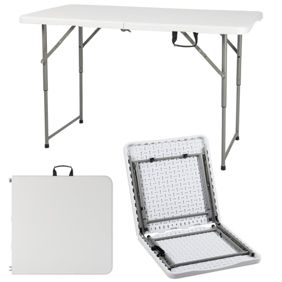 Alvantor 4FT Adjustable Folding Table, Portable HDPE Utility Table with Steel Legs,Indoor Outdoor Patio Picnic Camping Table
