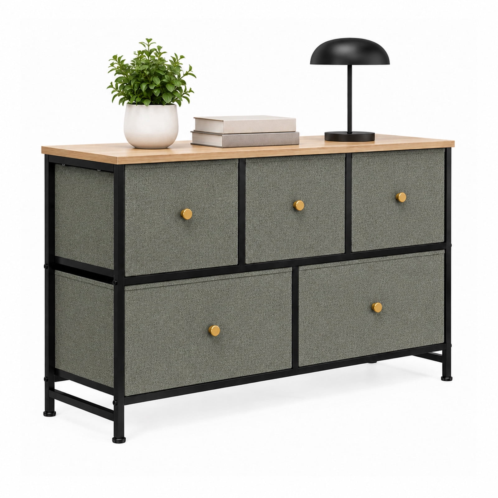 Alvantor 5/7 Drawer Fabric Dresser, Storage Tower for Bedroom and Closet, Chest of Drawers with Sturdy Steel Frame & Wooden Top for Living Room, Entryway