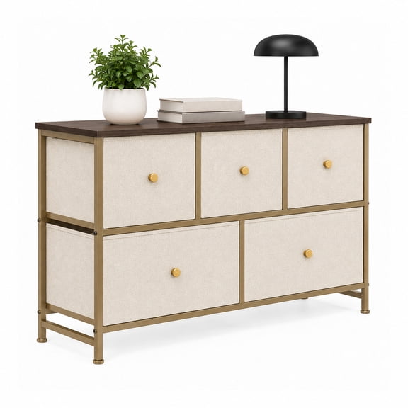 Alvantor 5/7 Drawer Fabric Dresser, Storage Tower for Bedroom and Closet, Chest of Drawers with Sturdy Steel Frame & Wooden Top for Living Room, Entryway