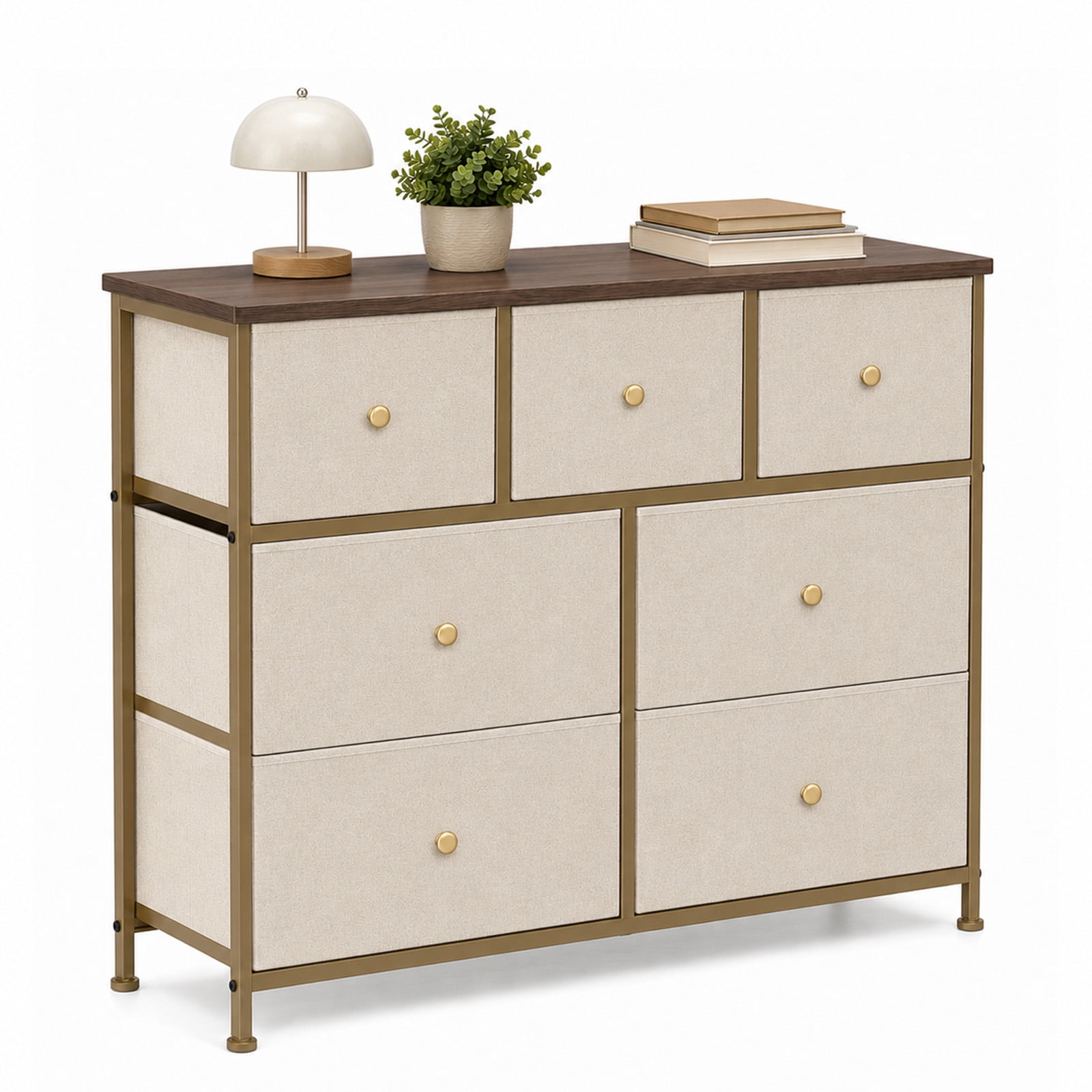 Alvantor 5/7 Drawer Fabric Dresser, Storage Tower for Bedroom and Closet, Chest of Drawers with Sturdy Steel Frame & Wooden Top for Living Room, Entryway