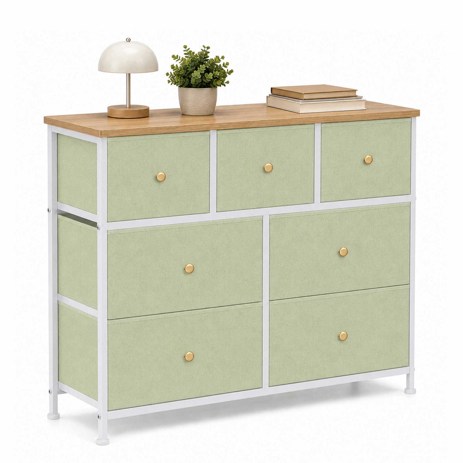 Alvantor 5/7 Drawer Fabric Dresser, Storage Tower for Bedroom and Closet, Chest of Drawers with Sturdy Steel Frame & Wooden Top for Living Room, Entryway