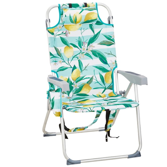 Alvantor 5-Position Folding Beach Chair for Adults with Headrest, Cup Holder Side Pocket, High Seat, Aluminum Frame