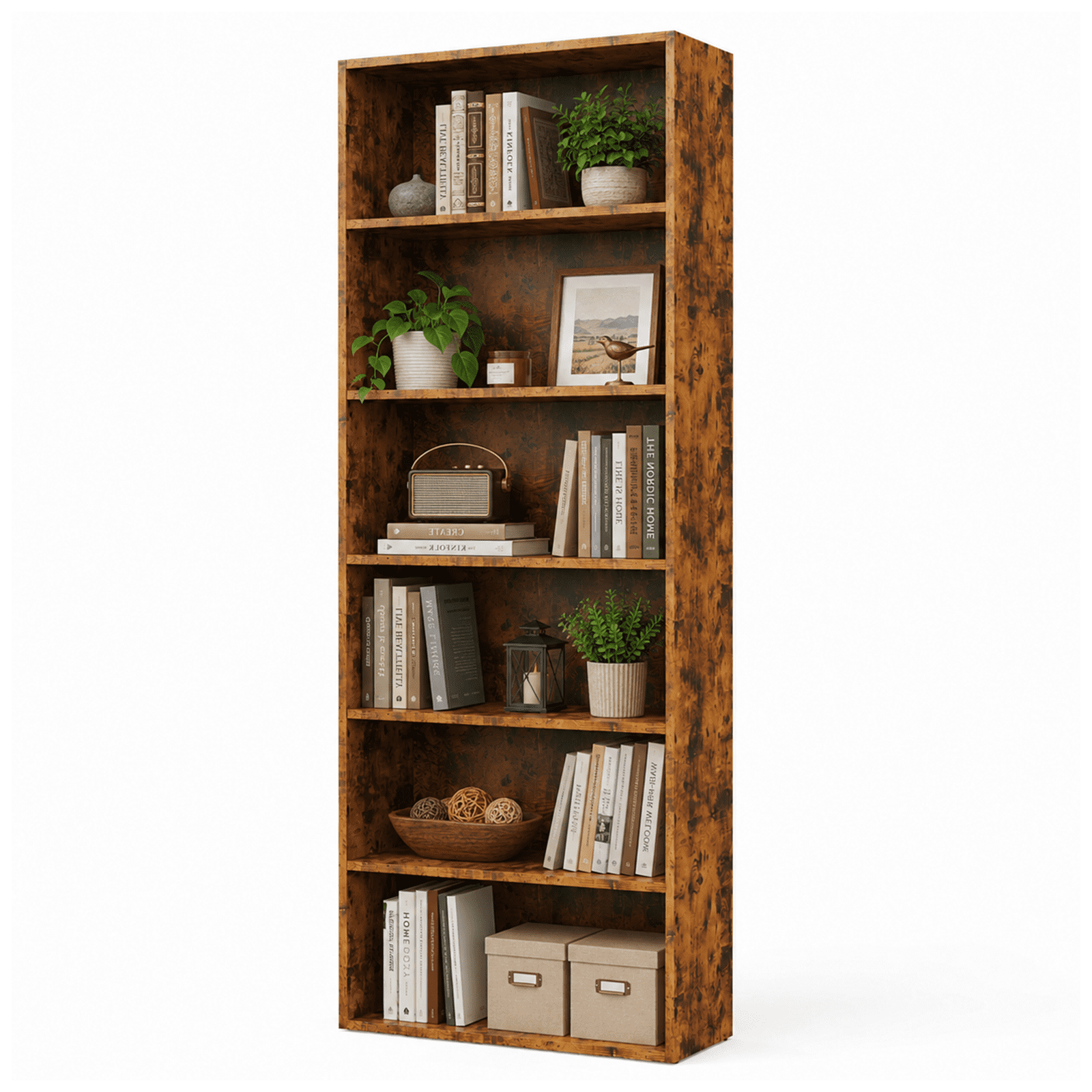 Alvantor 5-Tier /6-Tier Industrial Bookshelves and Bookcases, Tall Floor Standing Open Storage Shelf for Home Office, Living Room, Bed Room