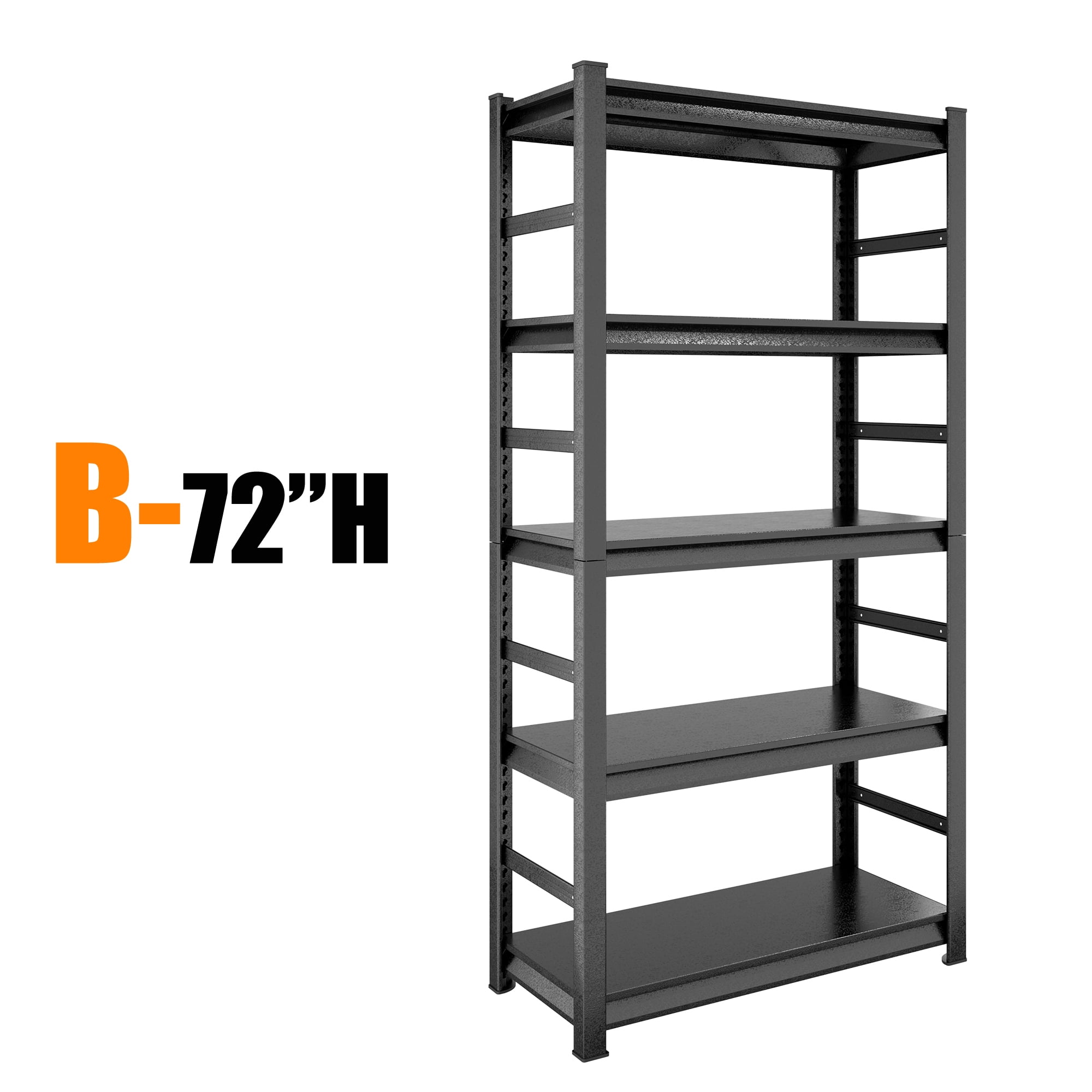 Alvantor 5-Tier Heavy Duty Steel Shelving Unit Storage Rack 2000LBS Capacity Garage Shelves Adjustable Storage Shelf with Rails for Garage Pantry Office 36"W x 16"D x 72"H Black