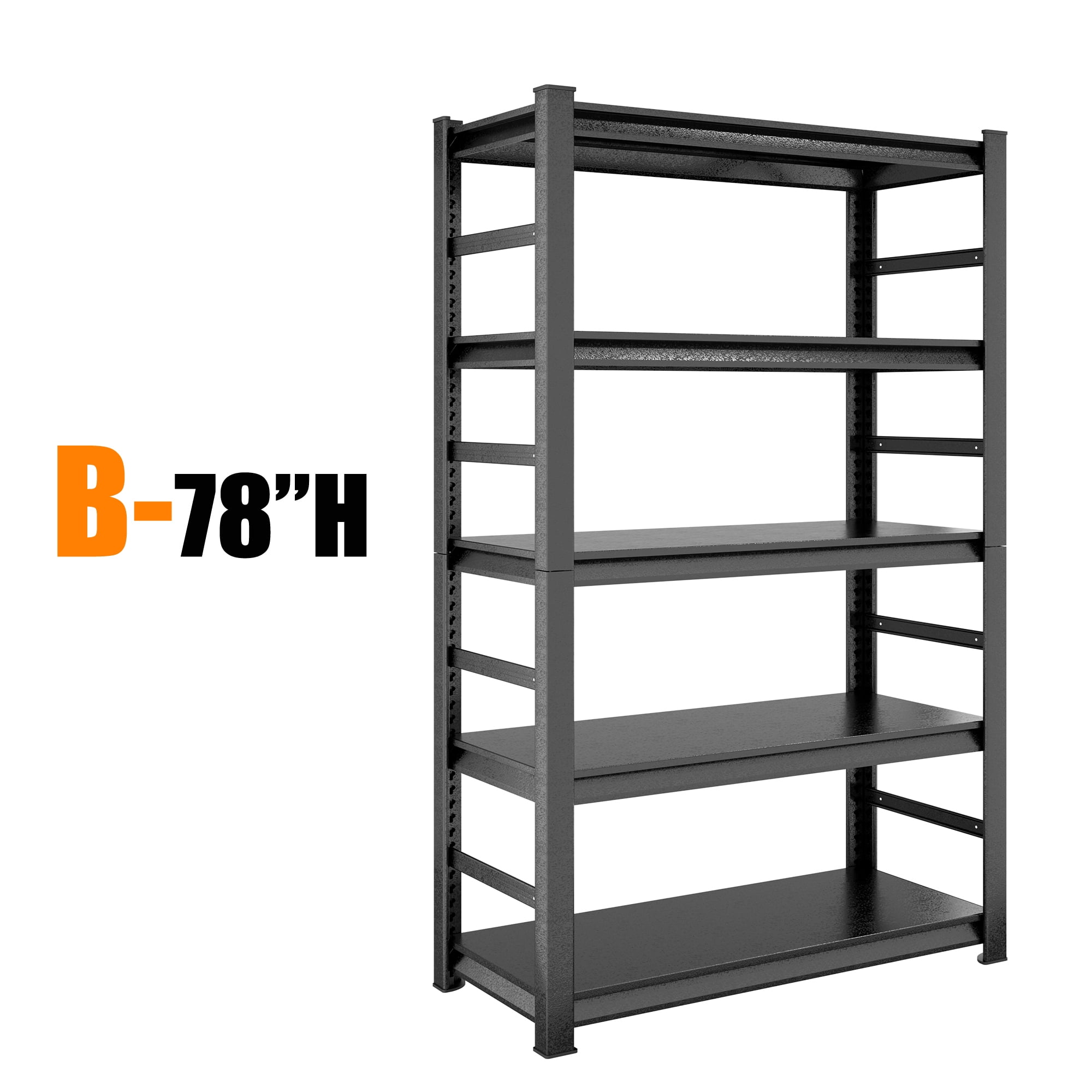 Alvantor 5-Tier Storage Shelves, Heavy Duty Shelving Unit,Garage Storage Shelves with Side Rails for Pantry Office 36"W x 16"D x 73"H Black