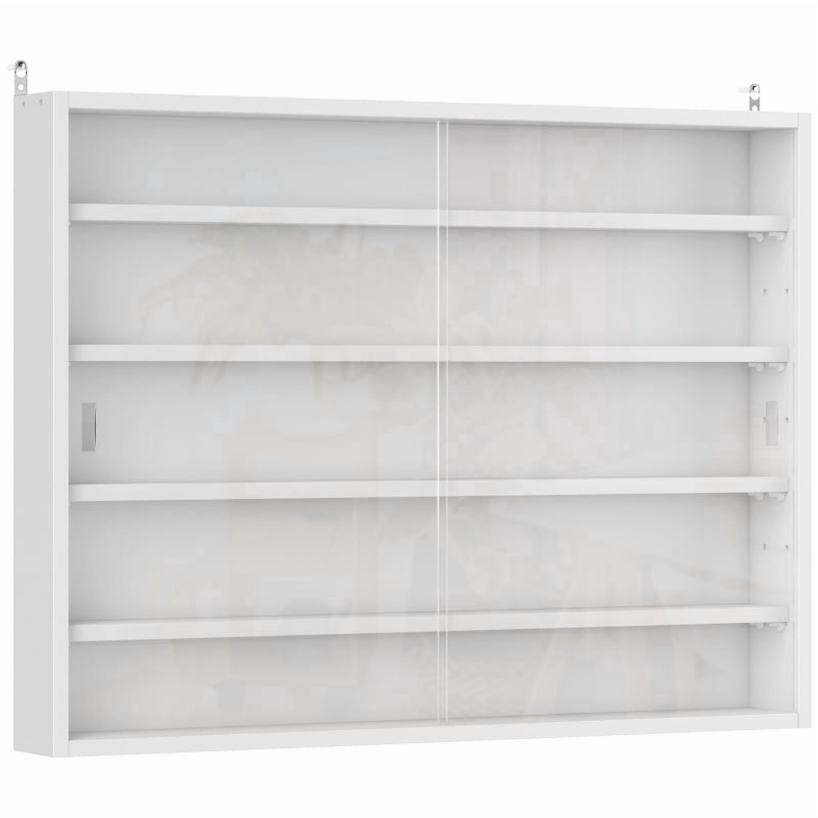 Alvantor 5-Tier Wall Display Storage Cabinet with Glass Doors & 4 Adjustable Shelves 23.6"x31.5" White