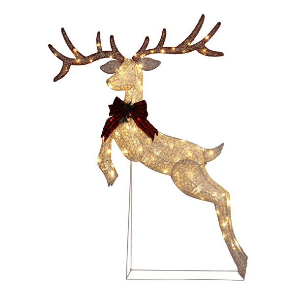 Alvantor 5 ft Lighted Jumping Reindeer Christmas Decoration, 100 Warm White LEDs, Indoor and Outdoor Display