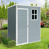 Alvantor 5 x 3 Ft Resin Storage Shed with Floor Outdoor Waterproof Garden Shed with Window and Lockable Door for Backyard, Garden, Patio Grey