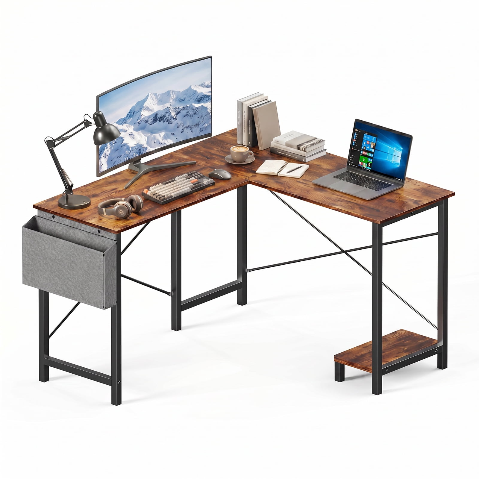 Alvantor 50 Inch L-Shaped Gaming Desk with CPU Storage for Home Office