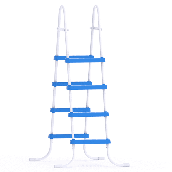 Alvantor 52in 4-Step Above Ground Pool Ladder, Iron Frame with Non-Slip Blue Steps, White and Blue